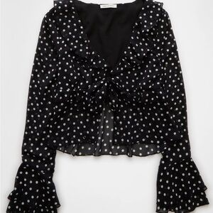 AE Long-Sleeve Ruffle Babydoll Blouse